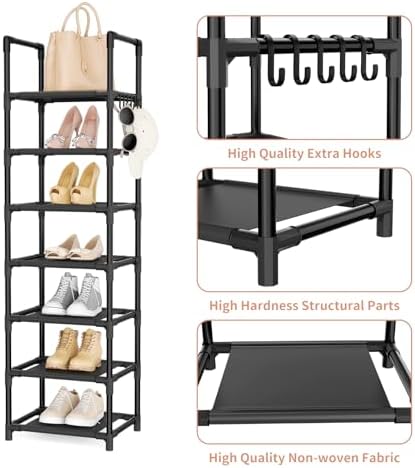 LANTEFUL Tall Shoe Rack 7 Tier Narrow Shoe Shelf Storage - Image 4