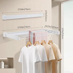 Wall Mounted Clothes Drying Rack 27.56", Foldable Retractable Garment Hanger - Image 2