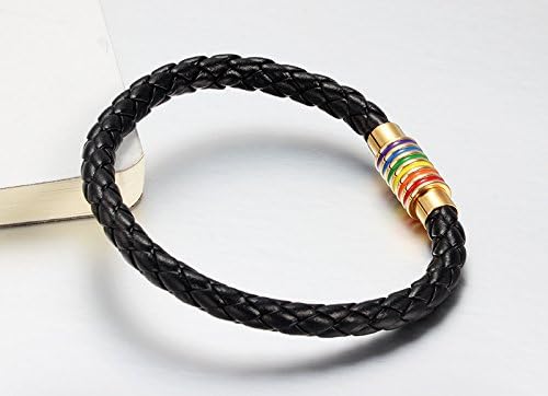 Nanafast Titanium Stainless Steel Rainbow LGBT Pride Bracelet Handmade Braided - Image 3