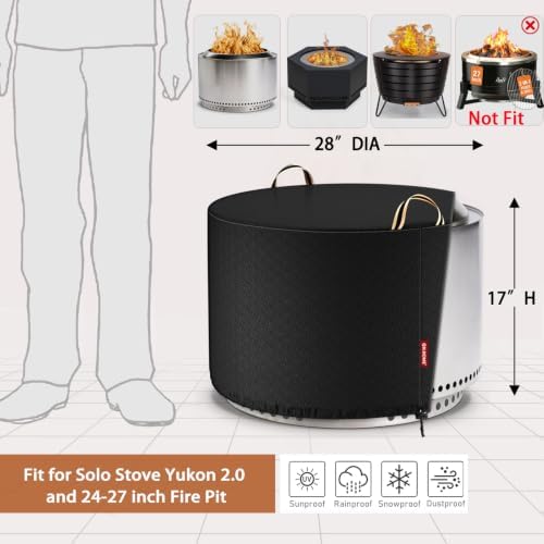 QH.HOME for Solo Stove Yukon 27" 100% Waterproof Smokeless Fire Pit Cover - Image 2