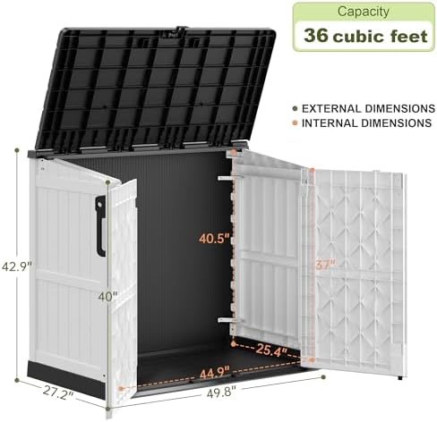 36 Cu Ft Resin Outdoor Storage Shed, Weatherproof Horizontal Outdoor Storage - Image 3