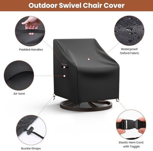 Mrrihand Patio Chair Covers, 2 Pack Outdoor Swivel Lounge Chair Cover, Heavy - Image 3