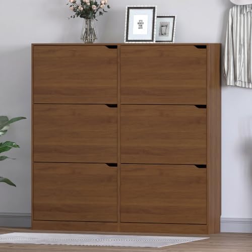 BORNOON Shoe Cabinet with 6 Flip Drawers, Slim Narrow Shoe Storage Cabinet - Image 3