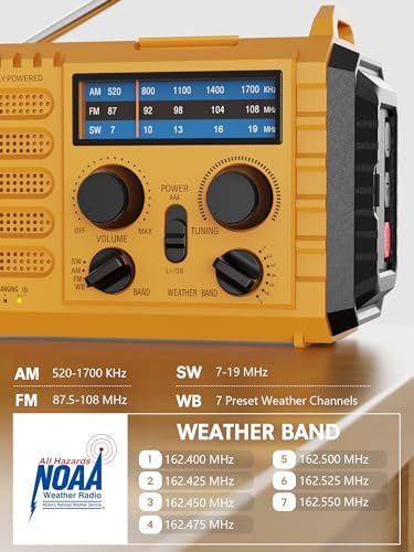 Raynic Weather Radio, 5000mAh/18500mWh NOAA Weather Radio, Solar Hand Crank - Image 8