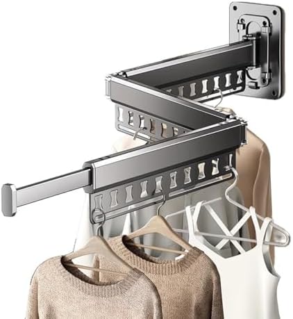 Clothes Drying Rack Wall-Mounted, 3-Fold Retractable Clothes Hanger by HGZBS