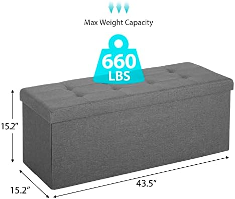 SUPER DEAL 43 Inches Folding Storage Ottoman Bench, Foot Rest - Image 3