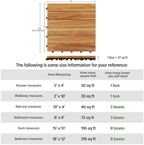 Yaheetech 54PCS Deck Tiles Acacia Wood Interlocking Outdoor Flooring - Image 4