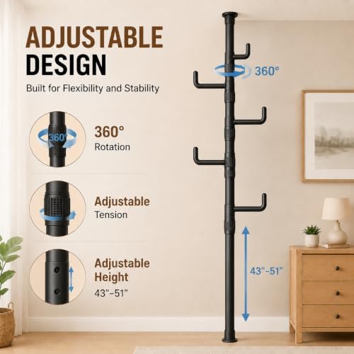 Floor to Ceiling Clothes Drying Rack, Adjustable Tension Pole Laundry Rack - Image 4
