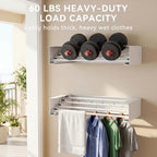 Wall Mounted Drying Rack, 23.6" Retractable Clothes Drying Rack, Heavy Duty - Image 3