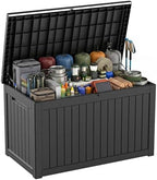 PatioZen 310 Gallon Deck Box Lockable Waterproof UV Resistant Black by OutdoorLivingPerfected