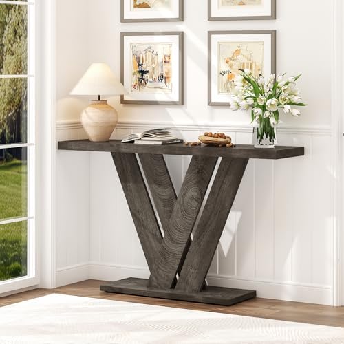 51" Console Table, V-Shaped Entryway Table, Wood Sofa Table Behind Couch - Image 3