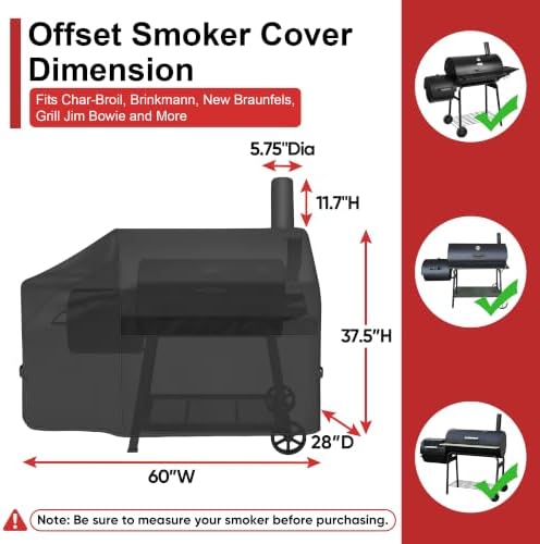 iCOVER Offset Smoker Cover 60 inch, Grill Cover - Image 2