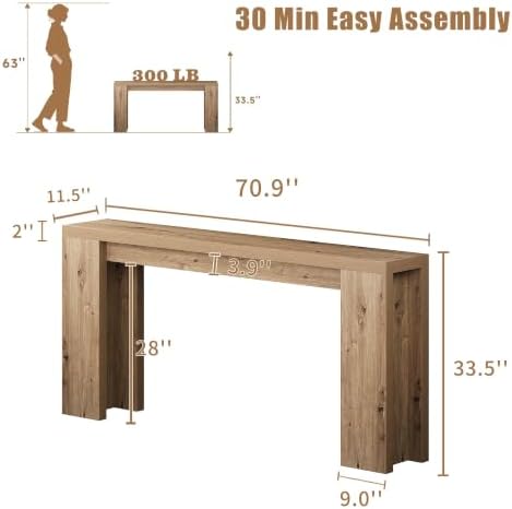 karlott 70.9" Extra Long Console Table, Farmhouse Entryway Table - Image 2