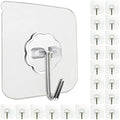 Jwxstore 24 Pack Adhesive Wall Hooks Clear 33LB Heavy Duty Sticky Hooks by Jwxstore