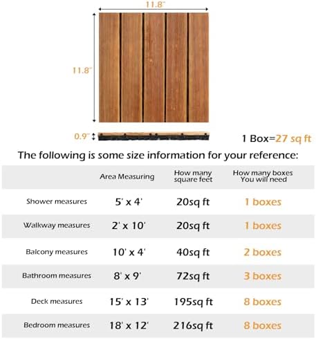 Interlocking Deck Tiles, 11.8"x11.8", All-Weather, Composite Deck Tiles - Image 3