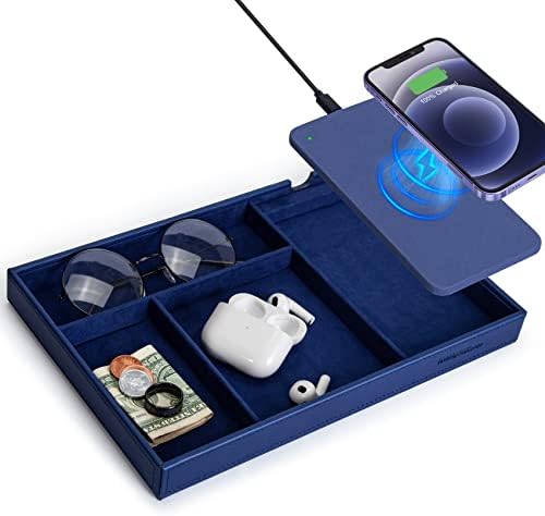 Valet Tray, Built in Wireless Charging Pad, Nightstand Organizer by wirelessfuturecharger