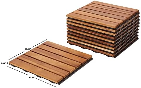 SAFAVIEH Outdoor Collection Osaka Natural Acacia Wood 6-Slat Interlocking Floor - Image 3