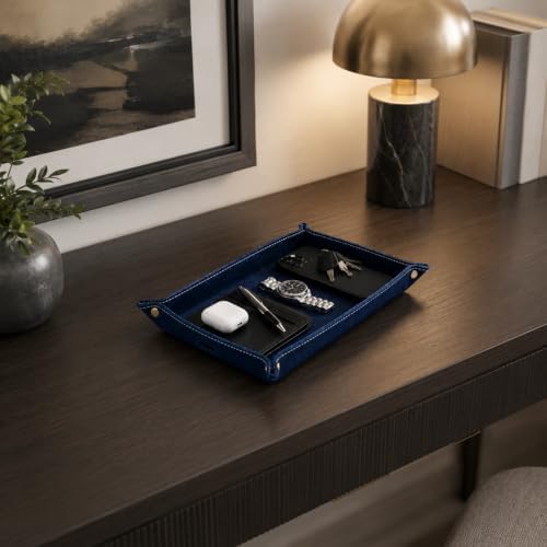 Leather Valet Tray for Men – Double Layer Genuine Leather Catchall EDC Tray for - Image 3