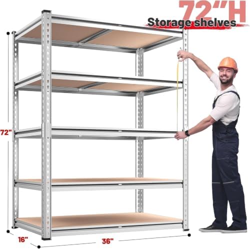 REIBII 2020LBS Garage Shelving Heavy Duty Metal Shelving 5 Tier Storage Shelves - Image 3