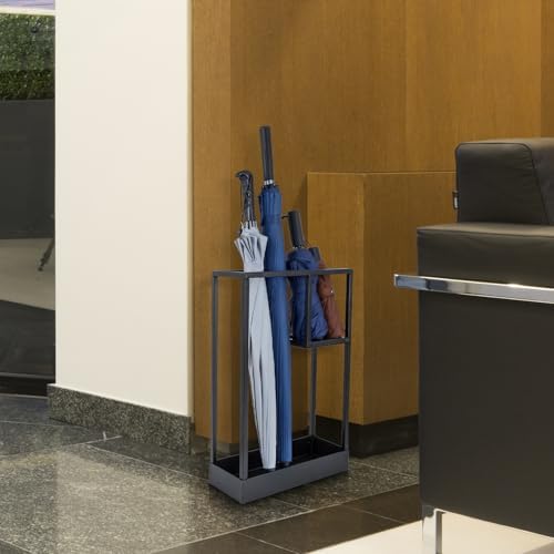 MyGift Modern Black Metal Entryway Umbrella Rack - Image 4