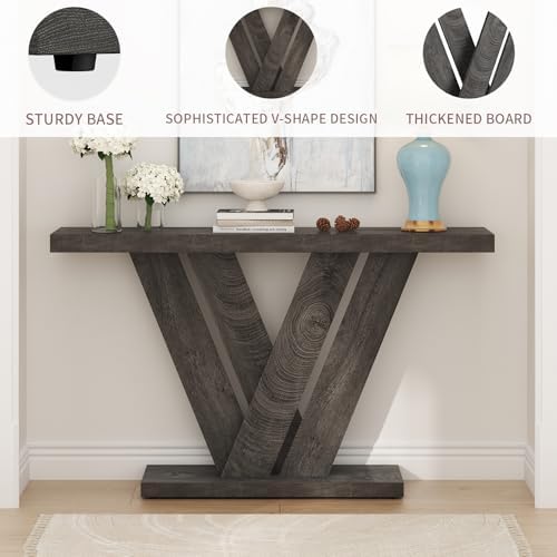 51" Console Table, V-Shaped Entryway Table, Wood Sofa Table Behind Couch - Image 6