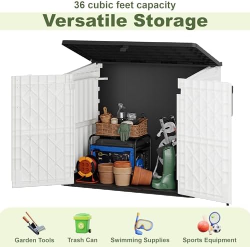 36 Cu Ft Resin Outdoor Storage Shed, Weatherproof Horizontal Outdoor Storage - Image 4