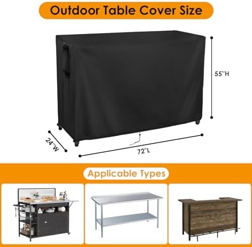 Kingling Outdoor Prep Table Covers Waterproof 72''L x 24''W x 55''H - Image 3