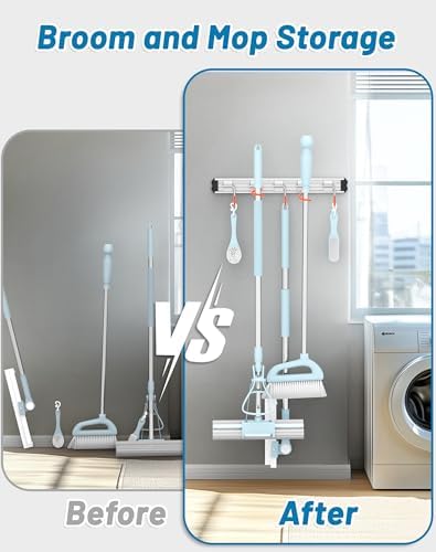 Mop and Broom Holder Wall Mount Garden Tool Rack Organizer - Image 5