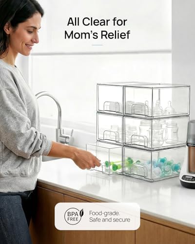 Vtopmart 8 Pack Small Clear Stackable Storage Drawers - Image 5