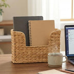 Set of 2 Magazine Holder Wall Basket Water Hyacinth Woven Mail Organizer - Image 5