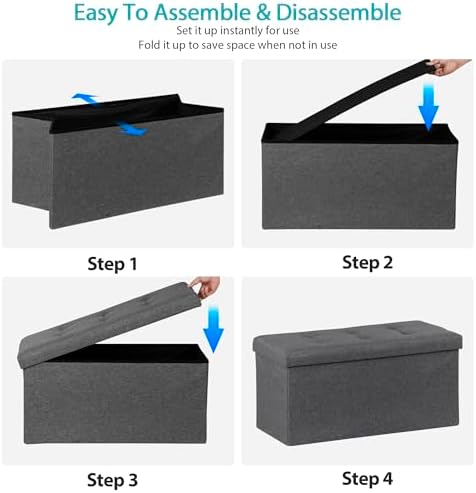 SUPER DEAL Storage Ottoman Bench, 30 Inches Folding Storage Chest Padded Seat - Image 7