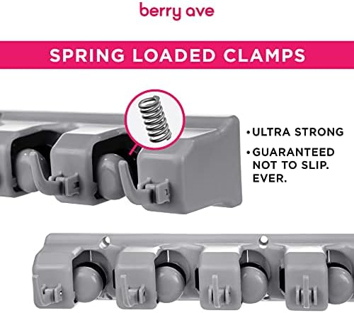 Combo 5 Slot Broom Holder w/ 1 Self Adhesive Mop Gripper No-Drilling, Wall - Image 3