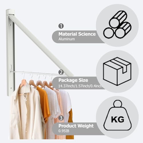 Wall Mounted Clothes Drying Rack, 65LB Folding Laundry Rack - Image 6