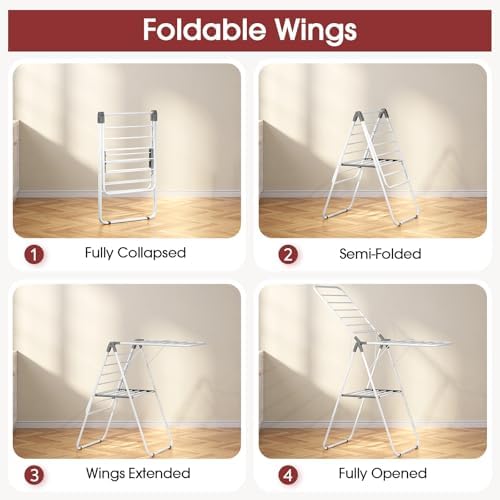 APEXCHASER Foldable Clothes Drying Rack, Adjustable Gullwings Space-Saving - Image 3