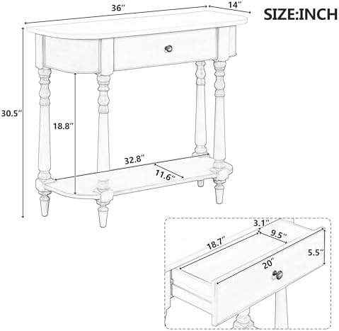 36’’ Half Moon Curved Entryway Console Table - Image 2