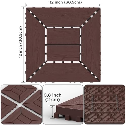 44 Pack Interlocking Deck Tiles, All-Weather Outdoor Deck Tiles - Image 2