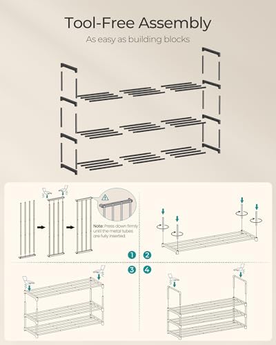 SONGMICS Shoe Rack, 3-Tier Shoe Organizer, Metal Storage Shelf - Image 5
