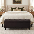51" Storage Bench, Leather Tufted Storage Ottoman Bench - Image 3