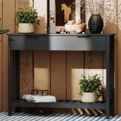 TaoHFE Black Narrow Console Table by TAOHFE