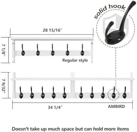 AMBIRD 34.2" L Wooden Wall Coat Hooks - Image 5