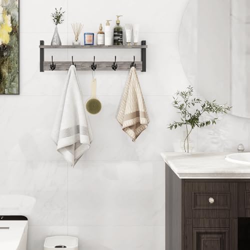 Homode Wall Hooks With Shelf, 24 Inch Coat Rack Wall Mount - Image 3