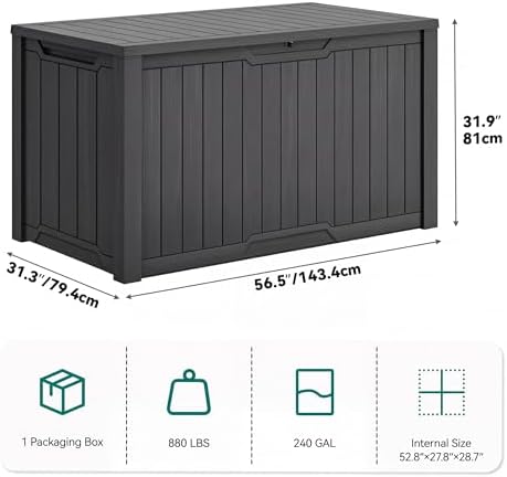 YITAHOME 240 Gallon Extra Large Outdoor Storage Deck Box - Image 6