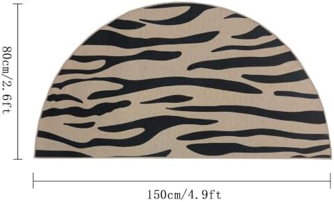 Easy Jute Rug 2.6x5Ft Half Round Zebra Stripe Carpet - Image 2