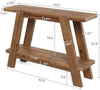 43.3" Solid Wood Entryway Table, 2-Tier Farmhouse Console Table - Image 2