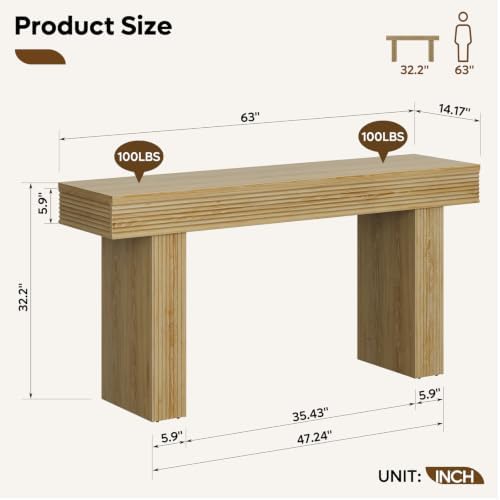 Bestier 63” Console Table, Wood Entryway Table - Image 2
