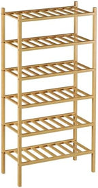 ROMGUAR CRAFT 6-Tier Bamboo Small Shoe Rack, Free Standing Wood Shoe Shelf - Image 7