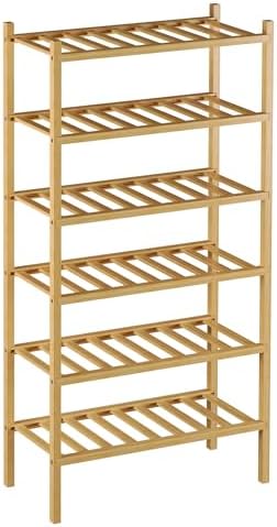 ROMGUAR CRAFT 6-Tier Bamboo Small Shoe Rack, Free Standing Wood Shoe Shelf - Image 7