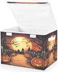 Bolaz Storage Bins with Lids and Handles, Halloween Night Pumpkin Skull Storage by Unknown