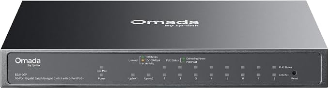 TP-Link Omada 8 Port Gigabit Easy Managed, PoE Switch, 63W Budget, PoE+ by TP-Link