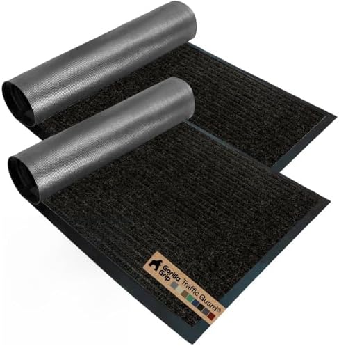 GORILLA GRIP Traffic Guard Indoor Outdoor Heavy Duty Door Mat, 29x17 Black by GorillaGrip